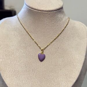 Dainty Gold Necklace with Purple Heart Borahae Pendant